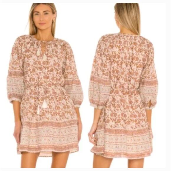 Cleobella Rosy Mini Brown Orange Floral Dress Womens Large - Picture 1 of 16